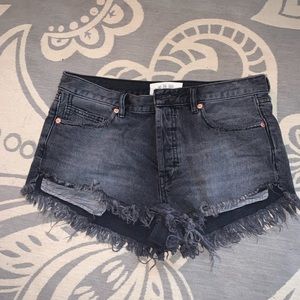 Free People Black Denim Shorts